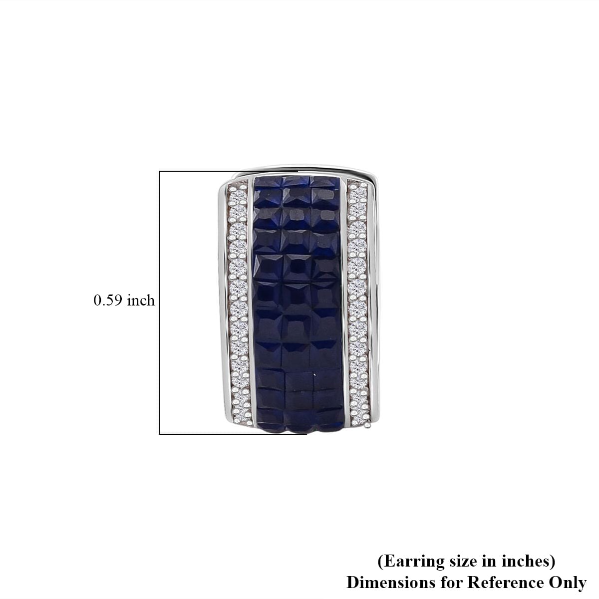 Simulated White and Blue Diamond Hoop Earrings in Rhodium Over Sterling Silver image number 5