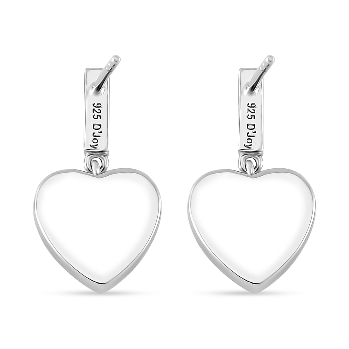 Simulated White and Red Color Daimond Heart Earrings in Rhodium Over Sterling Silver