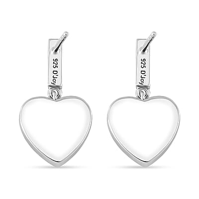 Simulated White and Red Color Daimond Heart Earrings in Rhodium Over Sterling Silver