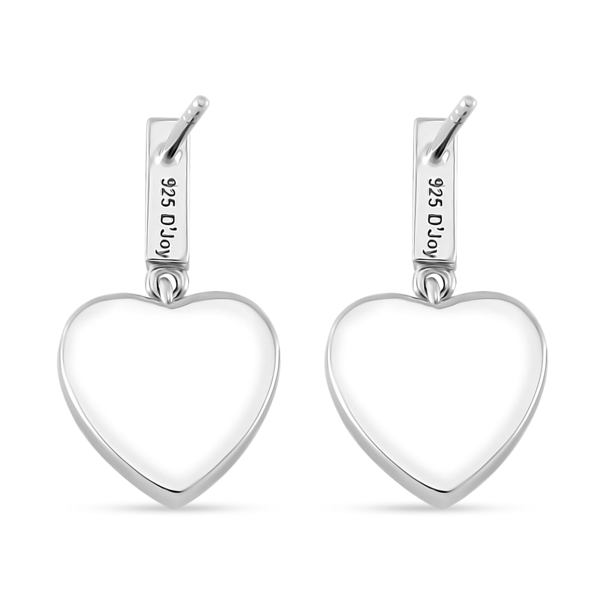 Simulated White and Green Daimond Heart Earrings in Rhodium Over Sterling Silver image number 4