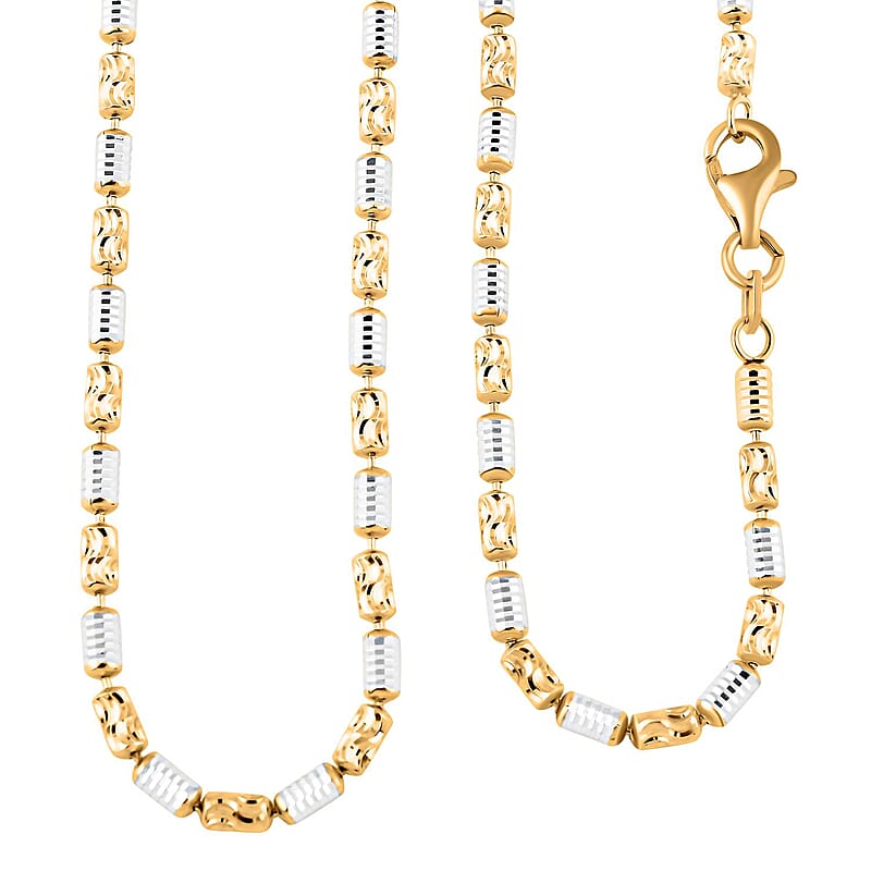 Italian Chain Necklace in 14K Yellow Gold Over and Sterling Silver 18 Inches 8.50 Grams