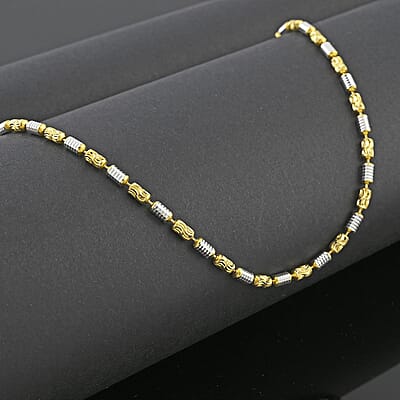 Italian Chain Necklace in 14K Yellow Gold Over and Sterling Silver 18 Inches 8.50 Grams