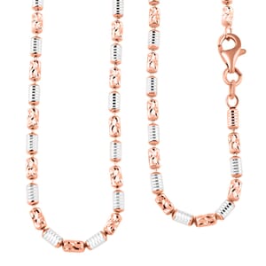 Italian Link Chain Necklace in 14K Rose Gold Over and Sterling Silver 8.58 Grams 18 Inches