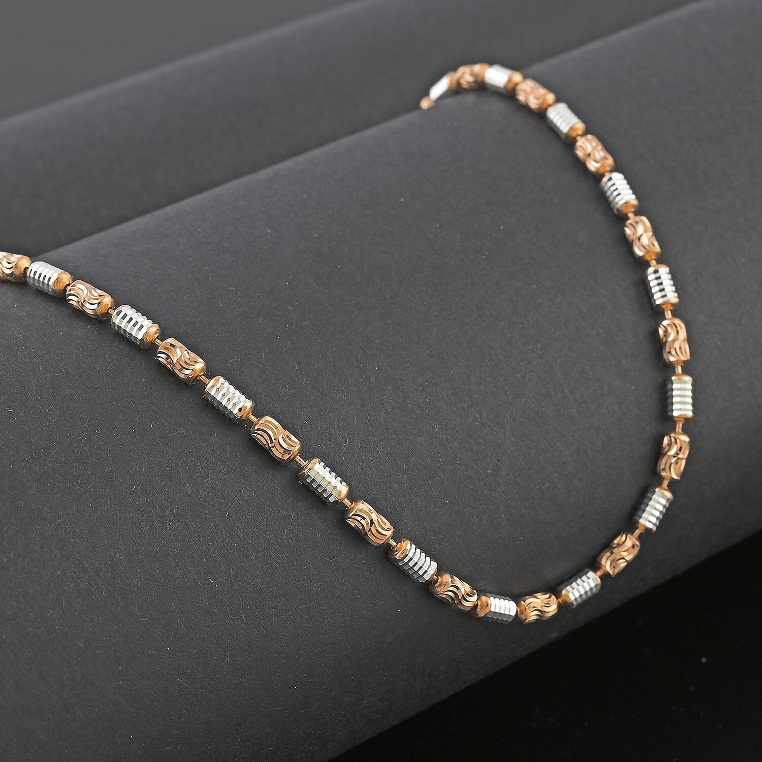 Italian Link Chain Necklace in 14K Rose Gold Over and Sterling Silver 8.58 Grams 18 Inches