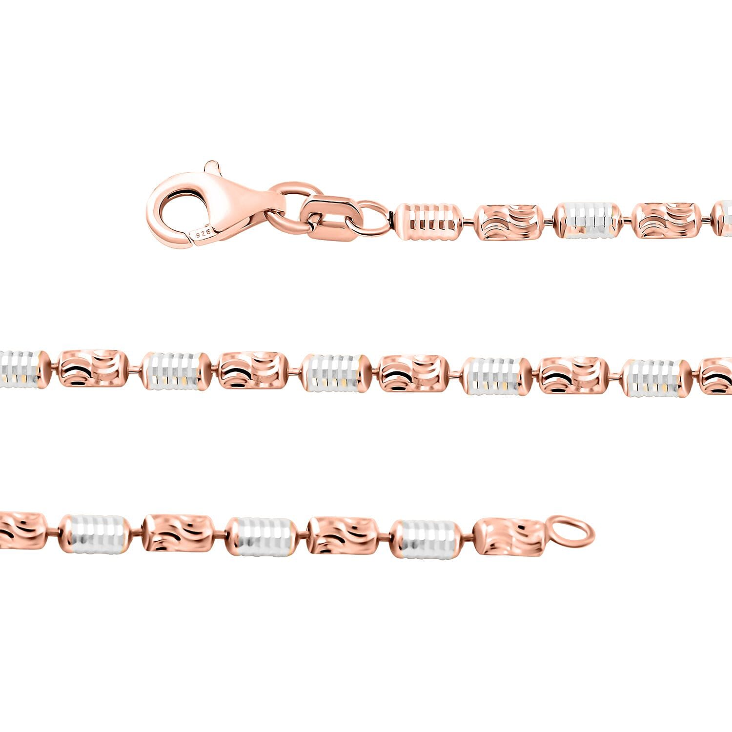 Italian Link Chain Necklace in 14K Rose Gold Over and Sterling Silver 8.58 Grams 18 Inches