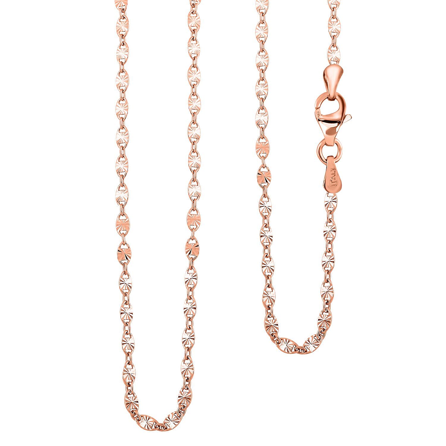 Italian Star Confetti Chain Necklace in 14K Rose Gold Over Sterling Silver 2.95 Grams 20 Inches