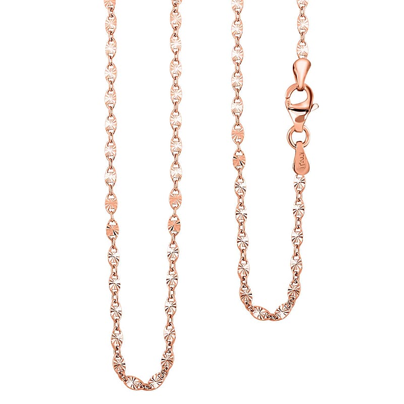 Italian Star Confetti Chain Necklace in 14K Rose Gold Over Sterling Silver 2.95 Grams 20 Inches