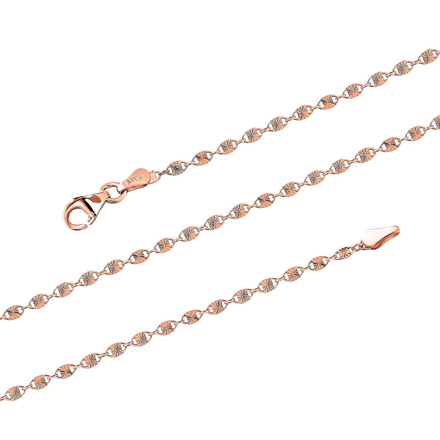Italian Star Confetti Chain Necklace in 14K Rose Gold Over Sterling Silver 2.95 Grams 20 Inches