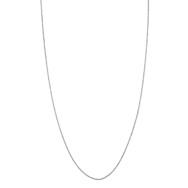 Italian Diamond-cut Rock Chain Necklace in Rhodium Over Sterling Silver 2.50 Grams 20 Inches