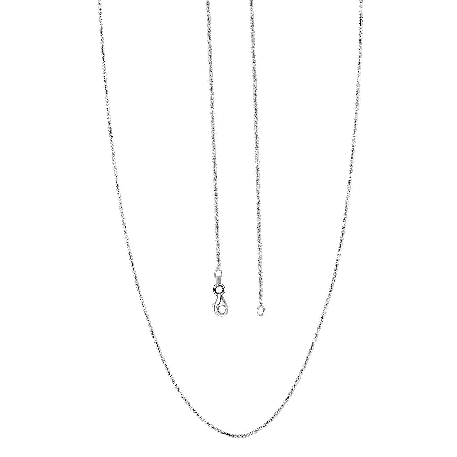 Italian Diamond-cut Rock Chain Necklace in Rhodium Over Sterling Silver 2.50 Grams 20 Inches