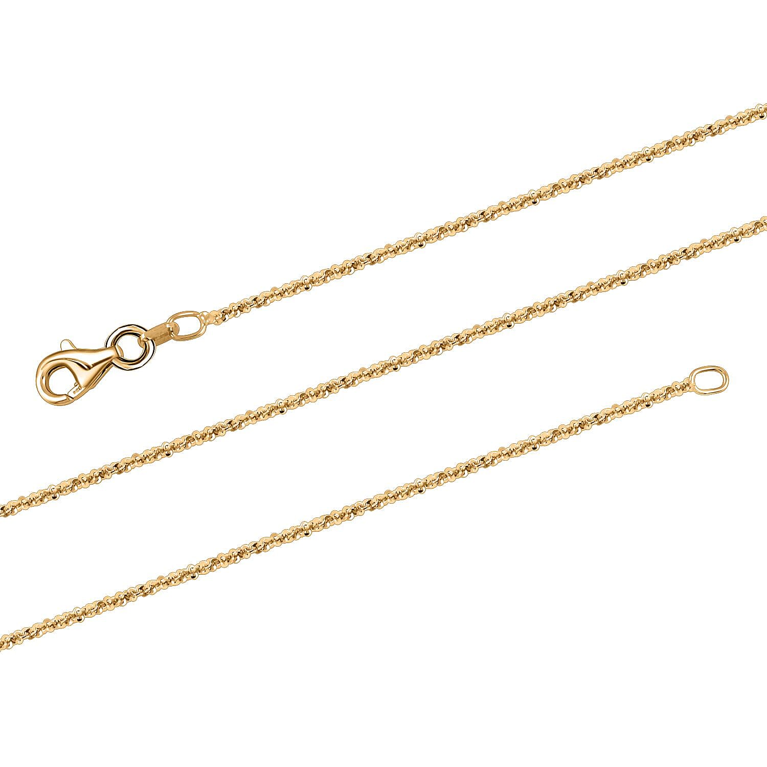 Ankur Treasure Chest Italian 14K Yellow Gold Over Sterling Silver Diamond-cut Rock Chain Necklace 20 Inches 2.50 Grams