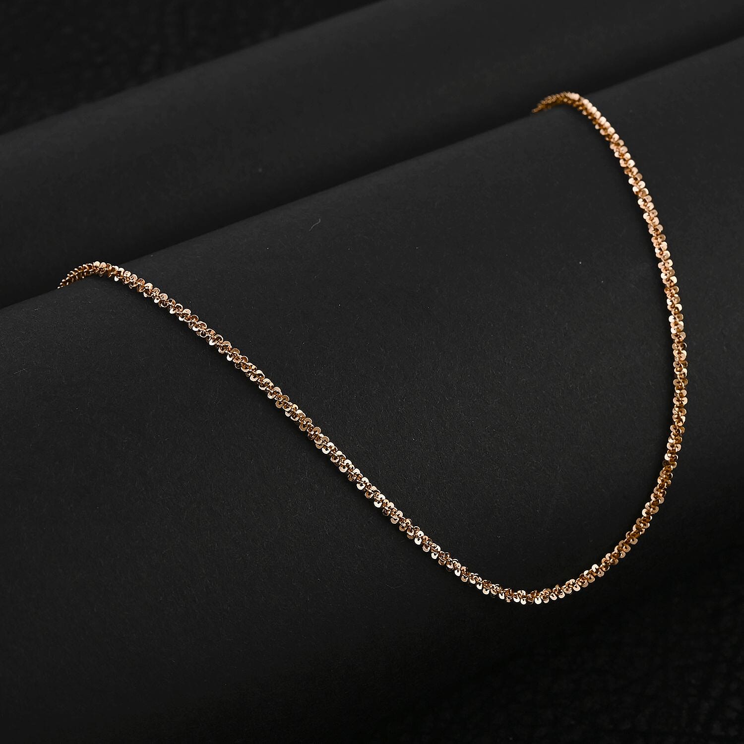 Ankur Treasure Chest Italian 14K Rose Gold Over Sterling Silver Diamond-cut Rock Chain Necklace 20 Inches 2.50 Grams