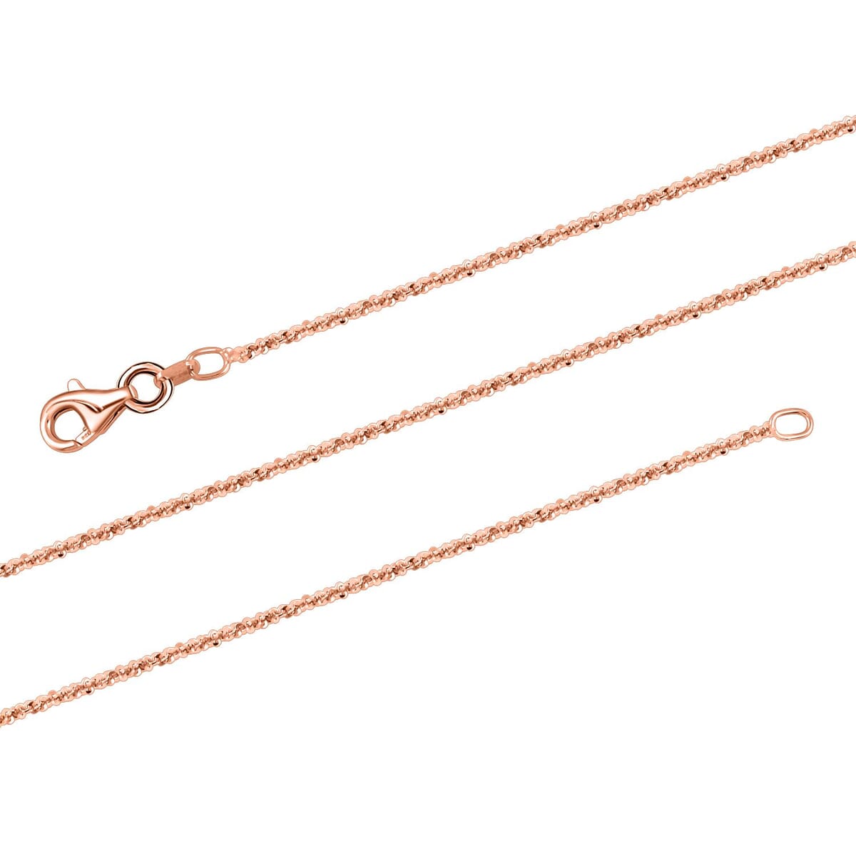 Ankur Treasure Chest Italian 14K Rose Gold Over Sterling Silver Diamond-cut Rock Chain Necklace 20 Inches 2.50 Grams image number 2