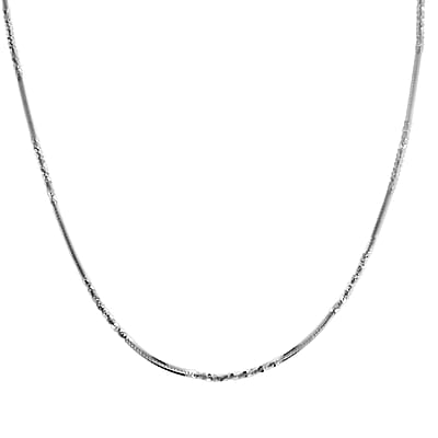 Italian Rhodium Over Sterling Silver Diamond-cut Rock Chain Necklace 20 Inches 3.10 Grams