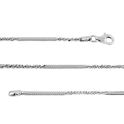 Italian Rhodium Over Sterling Silver Diamond-cut Rock Chain Necklace 20 Inches 3.10 Grams