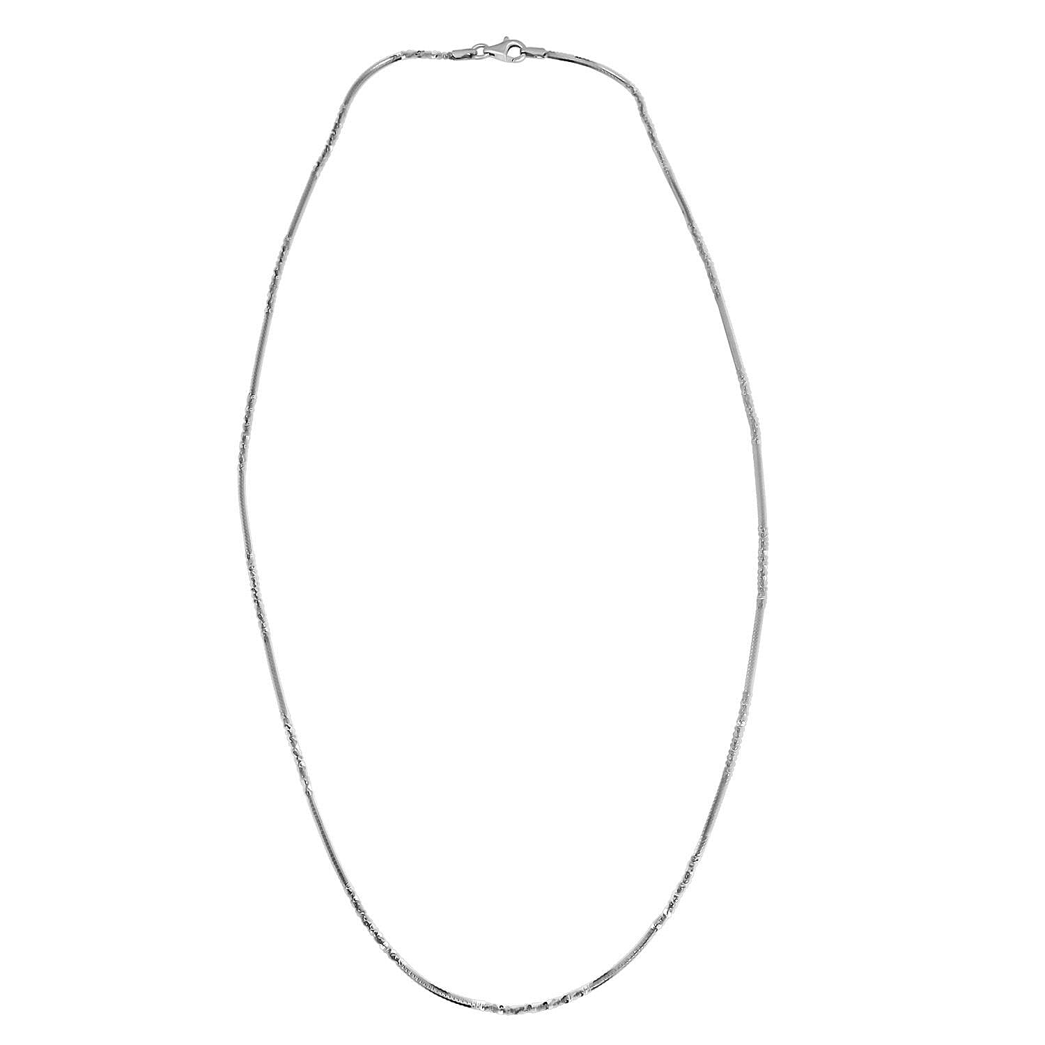 Italian Rhodium Over Sterling Silver Diamond-cut Rock Chain Necklace 20 Inches 3.10 Grams