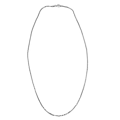 Italian Rhodium Over Sterling Silver Diamond-cut Rock Chain Necklace 20 Inches 3.10 Grams