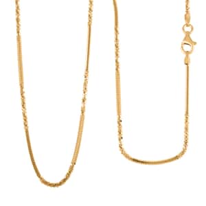 Italian 14K Yellow Gold Over Sterling Silver Diamond-cut Rock Chain Necklace 20 Inches 3.10 Grams