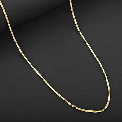 Italian 14K Yellow Gold Over Sterling Silver Diamond-cut Rock Chain Necklace 20 Inches 3.10 Grams