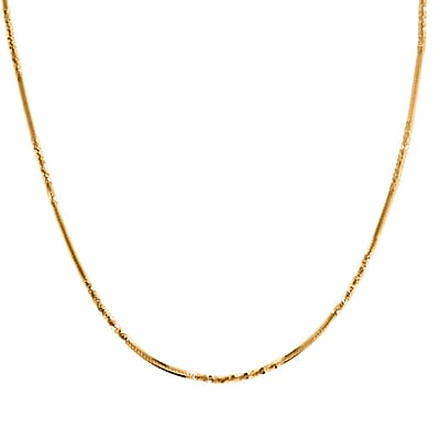 Italian 14K Yellow Gold Over Sterling Silver Diamond-cut Rock Chain Necklace 20 Inches 3.10 Grams