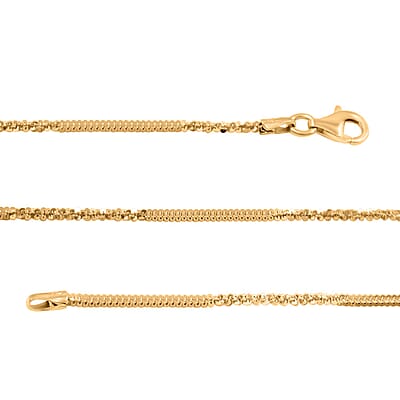 Italian 14K Yellow Gold Over Sterling Silver Diamond-cut Rock Chain Necklace 20 Inches 3.10 Grams
