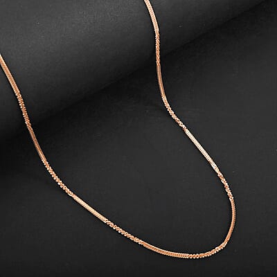 Italian 14K Rose Gold Over Sterling Silver Diamond-cut Rock Chain Necklace 20 Inches 3.10 Grams