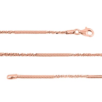Italian 14K Rose Gold Over Sterling Silver Diamond-cut Rock Chain Necklace 20 Inches 3.10 Grams