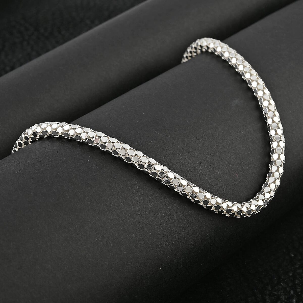 Italian Sterling Silver Coreana Fitta Chain Necklace 18 Inches 14.5 Grams image number 1