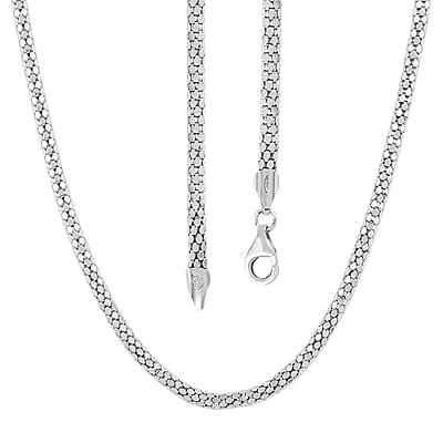 Italian Sterling Silver Coreana Fitta Chain Necklace 18 Inches 14.5 Grams
