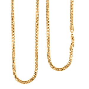 Italian 14K Yellow Gold Over Sterling Silver Coreana Fitta Chain Necklace 18 Inches 14.5 Grams