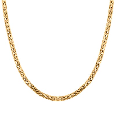 Italian 14K Yellow Gold Over Sterling Silver Coreana Fitta Chain Necklace 18 Inches 14.5 Grams