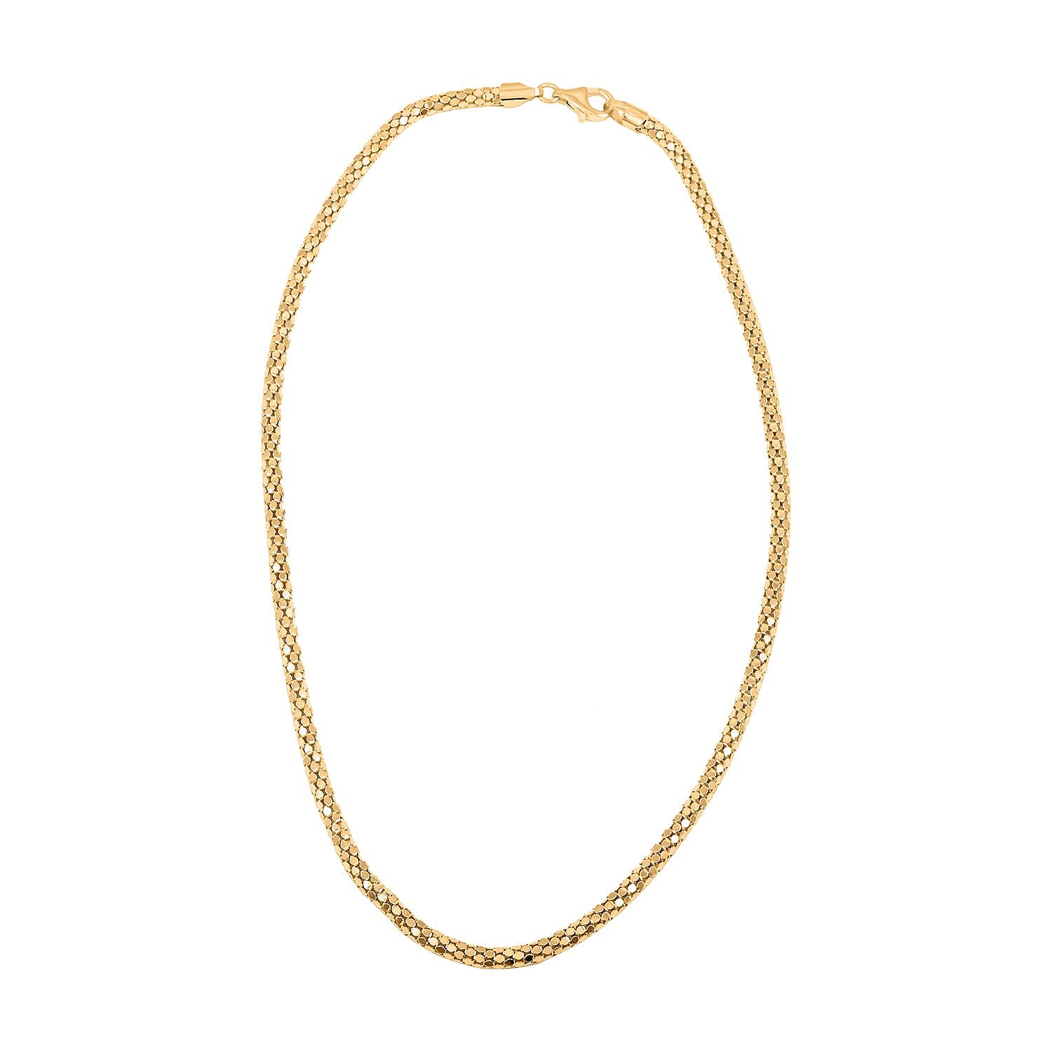 Italian 14K Yellow Gold Over Sterling Silver Coreana Fitta Chain Necklace 18 Inches 14.5 Grams