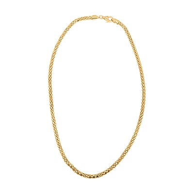 Italian 14K Yellow Gold Over Sterling Silver Coreana Fitta Chain Necklace 18 Inches 14.5 Grams