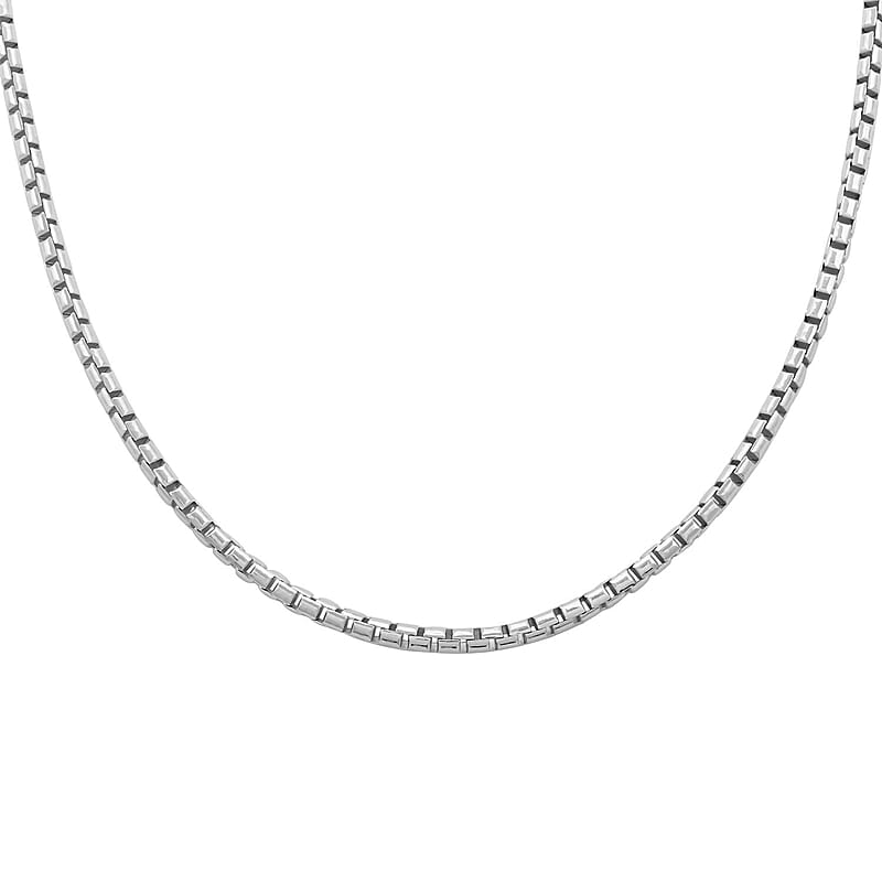 Italian Sterling Silver Round Box Lucida Chain Necklace 18 Inches 18.60 Grams