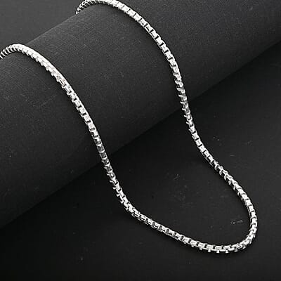 Italian Sterling Silver Round Box Lucida Chain Necklace 18 Inches 18.60 Grams