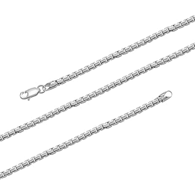 Italian Sterling Silver Round Box Lucida Chain Necklace 18 Inches 18.60 Grams
