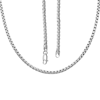 Italian Sterling Silver Round Box Lucida Chain Necklace 18 Inches 18.60 Grams