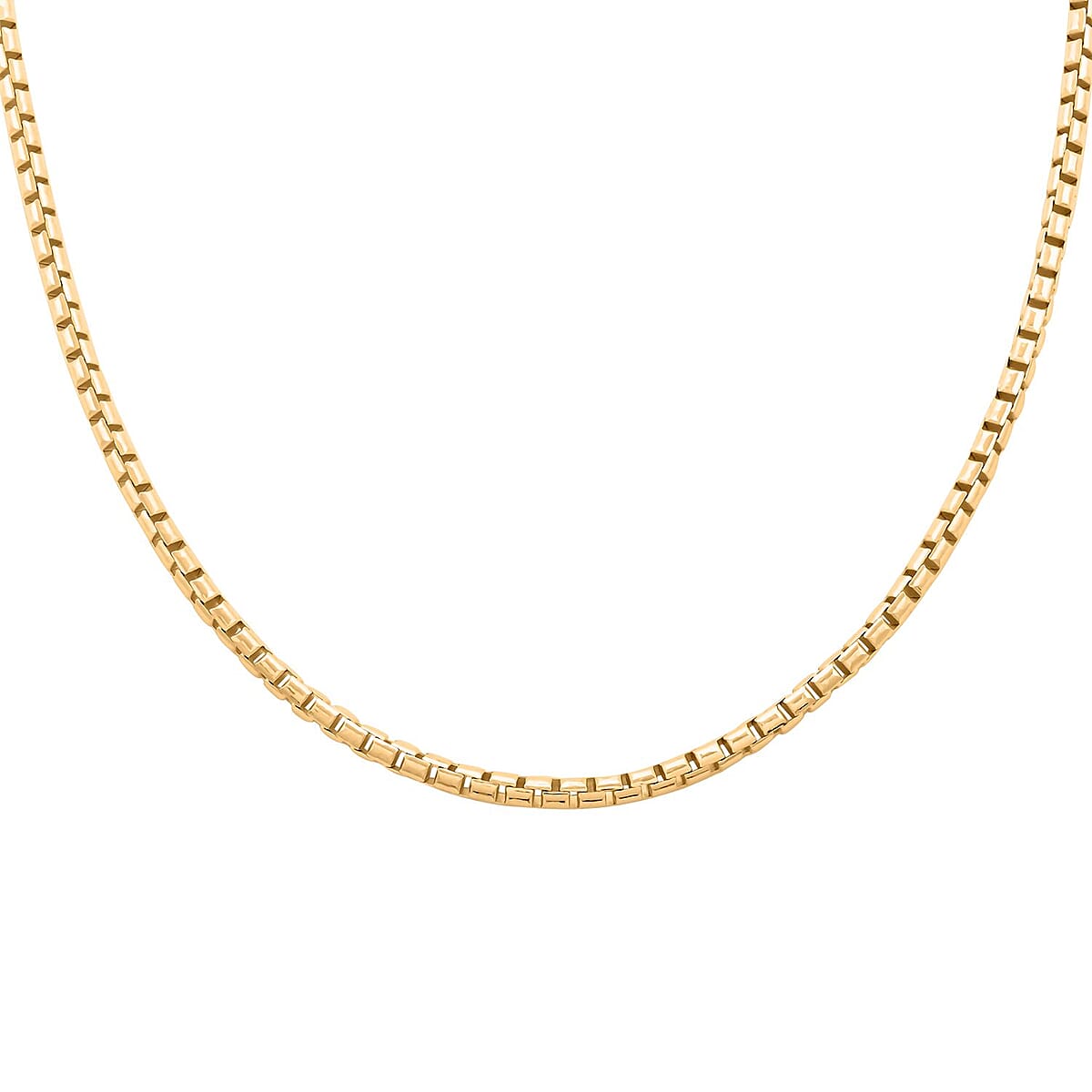 Italian 14K Yellow Gold Over Sterling Silver Round Box Lucida Chain Necklace 18 Inches 18.60 Grams image number 0