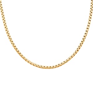 Italian 14K Yellow Gold Over Sterling Silver Round Box Lucida Chain Necklace 18 Inches 18.60 Grams