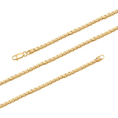 Italian 14K Yellow Gold Over Sterling Silver Round Box Lucida Chain Necklace 18 Inches 18.60 Grams