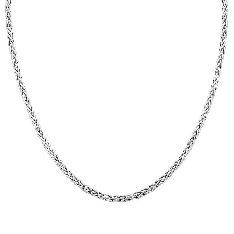 Italian Sterling Silver Spiga Tonda Chain Necklace 18 Inches 19.20 Grams