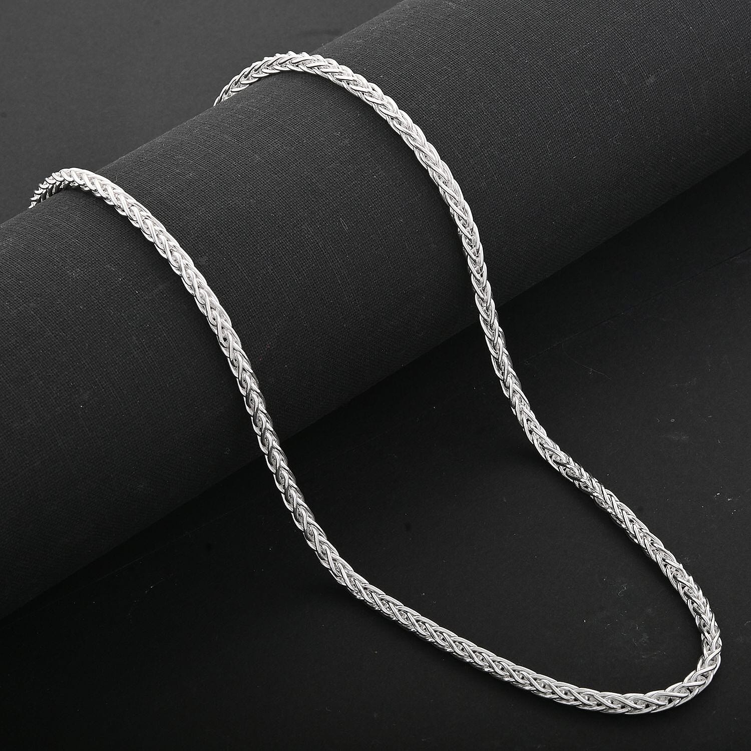 Italian Sterling Silver Spiga Tonda Chain Necklace 18 Inches 19.20 Grams