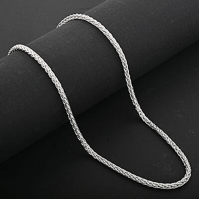 Italian Sterling Silver Spiga Tonda Chain Necklace 18 Inches 19.20 Grams