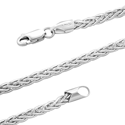 Italian Sterling Silver Spiga Tonda Chain Necklace 18 Inches 19.20 Grams