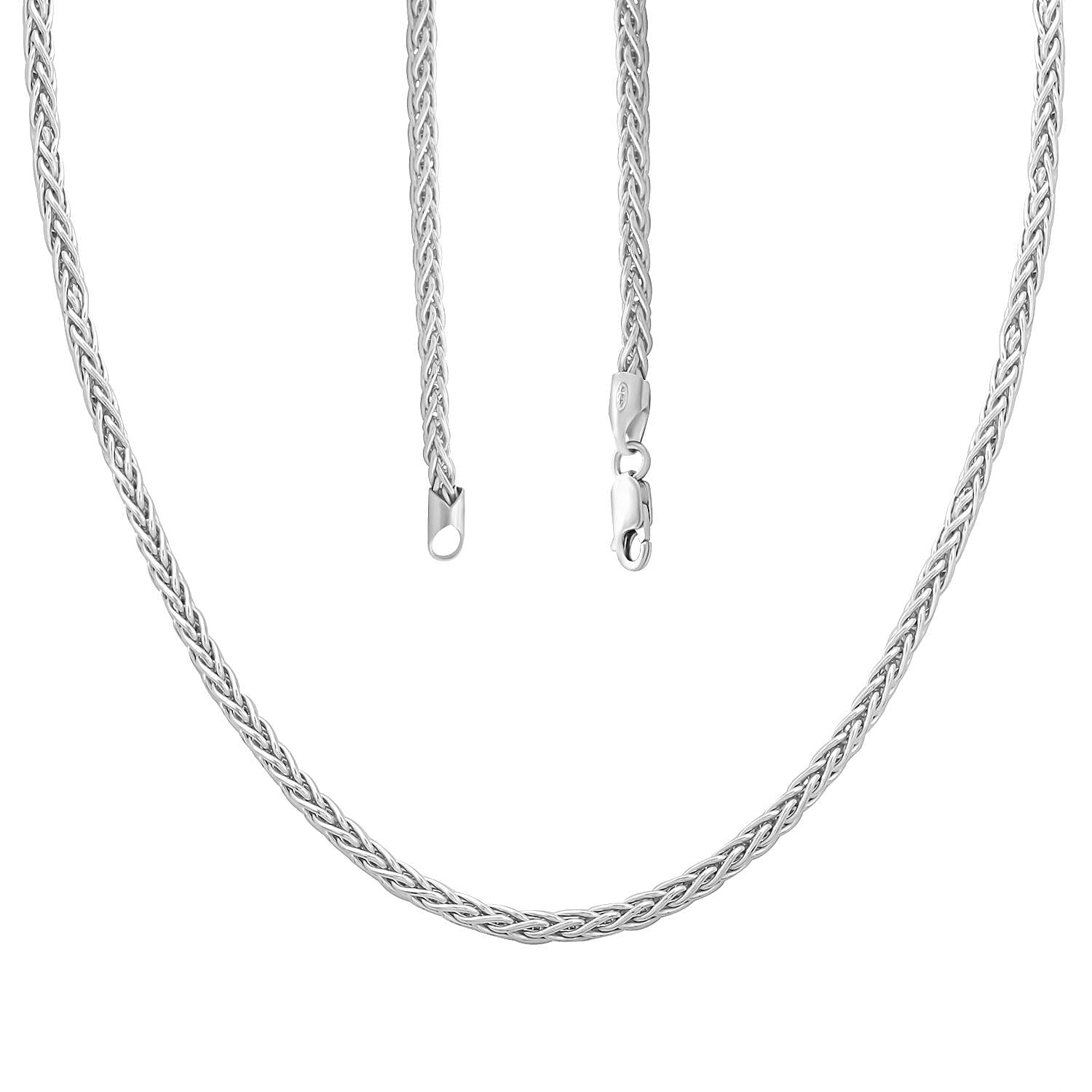 Italian Sterling Silver Spiga Tonda Chain Necklace 18 Inches 19.20 Grams