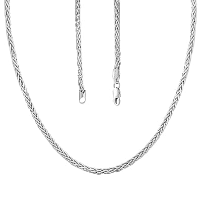 Italian Sterling Silver Spiga Tonda Chain Necklace 18 Inches 19.20 Grams