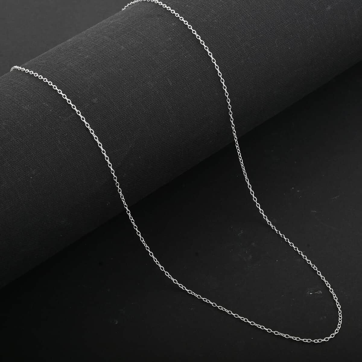 Italian Sterling Silver Light Cable Chain Necklace 18 Inches 0.90 Grams image number 1