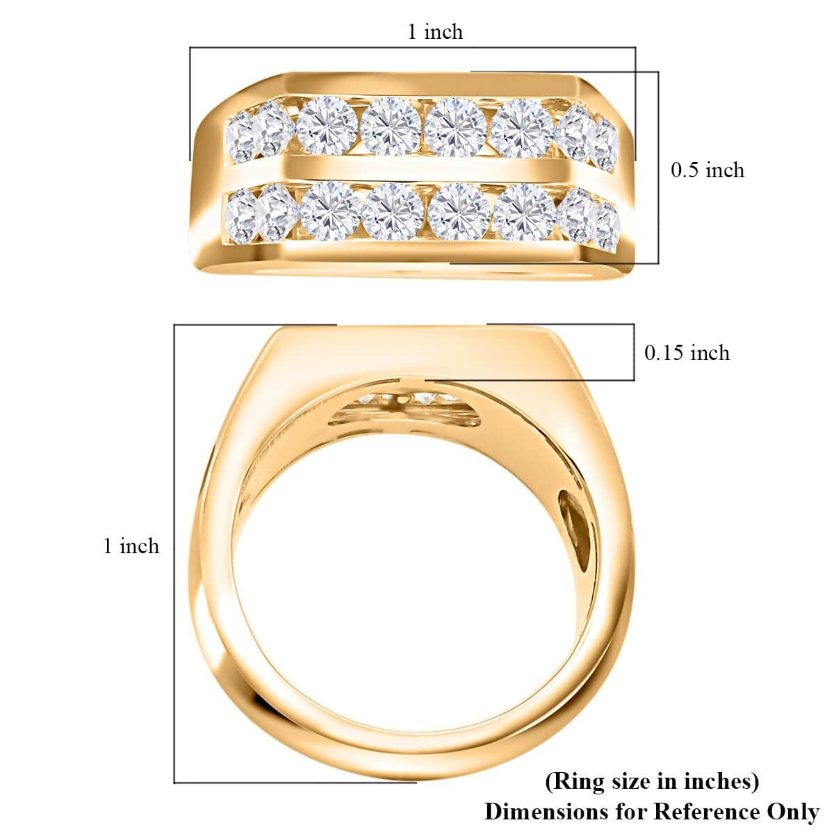 NY Closeout Diamond 2.00 ctw 2-Row Men's Ring in 10K Yellow Gold (Size 11.0) 8 Grams image number 4