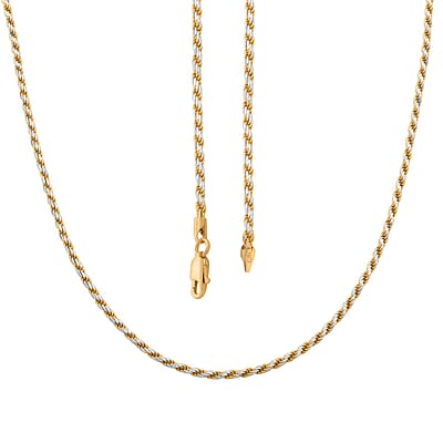 Italian 14K YG Over and Sterling Silver Rope Slash Chain Necklace 20 Inches 9.80 Grams