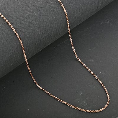 Italian 14K Rose Gold Over Sterling Silver Brillantina Chain Necklace 18 Inches 2 Grams